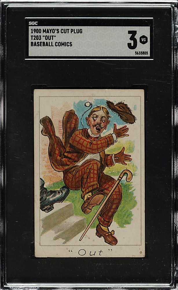 Circa 1910 T203 Mayo's Baseball Comics "Out" SGC VG 3
