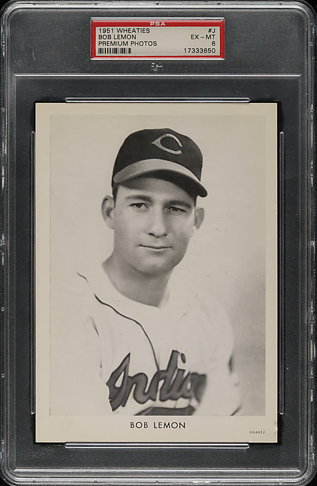 1951 Wheaties Premium Photos #J Bob Lemon PSA EX-MT 6