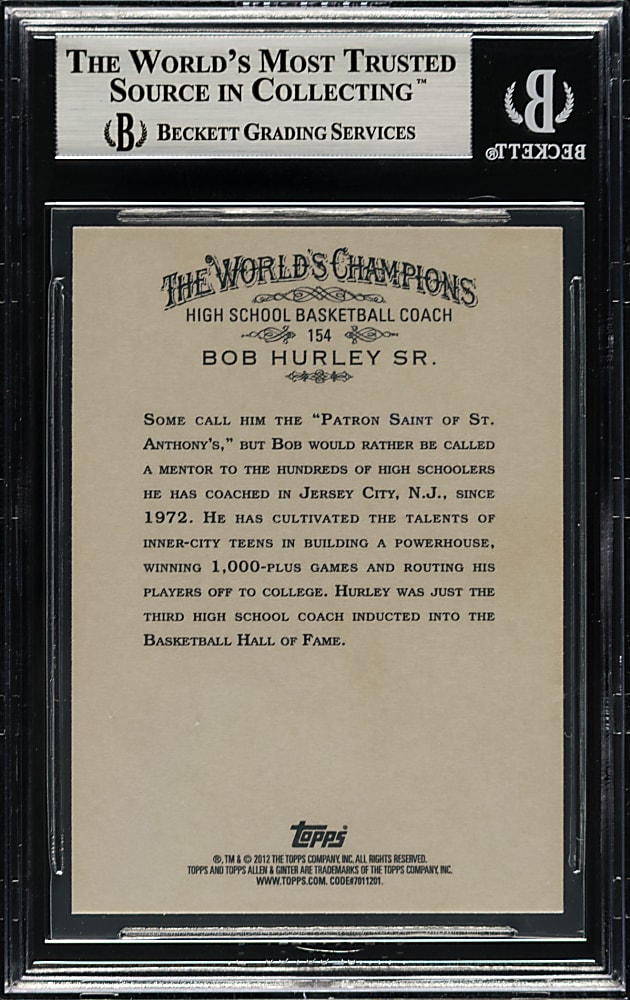 Signed 2012 Topps Allen & Ginter Basketball #154 Bob Hurley - Beckett