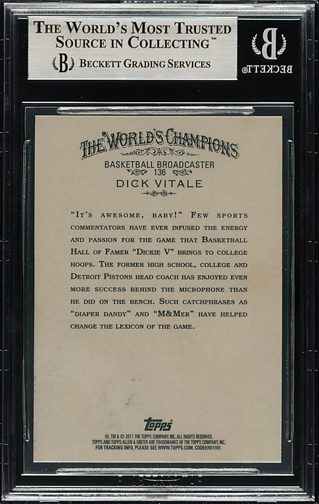 Signed 2011 Topps Allen & Ginter Basketball #136 Dick Vitale - Beckett