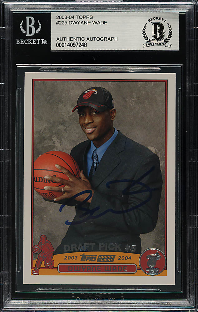 Signed 2003-2004 Topps Basketball #225 Dwyane Wade Rookie - Beckett