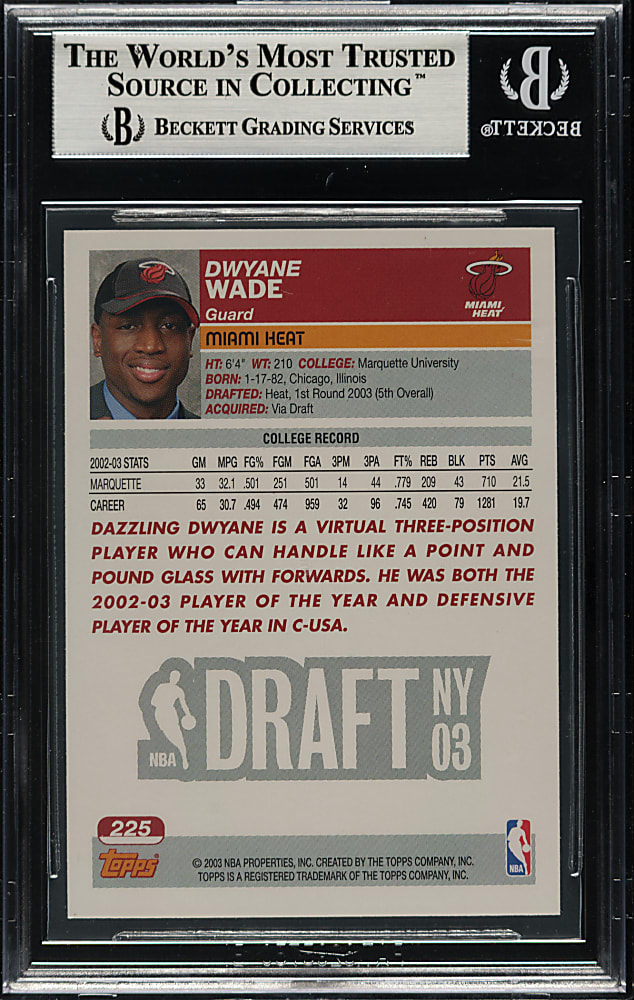 Signed 2003-2004 Topps Basketball #225 Dwyane Wade Rookie - Beckett