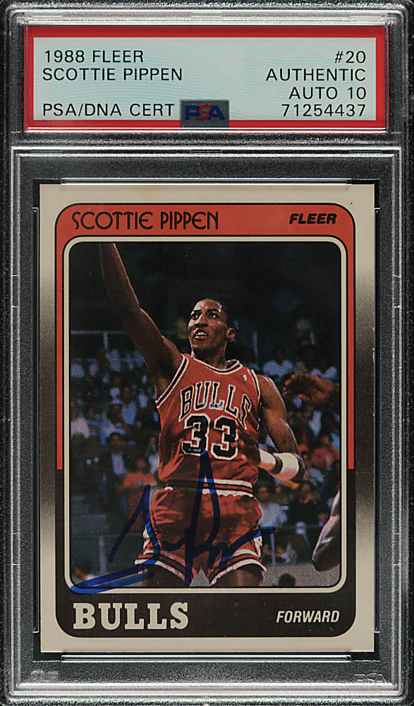 Signed 1988-1989 Fleer Basketball #20 Scottie Pippen Rookie PSA/DNA GEM MINT 10