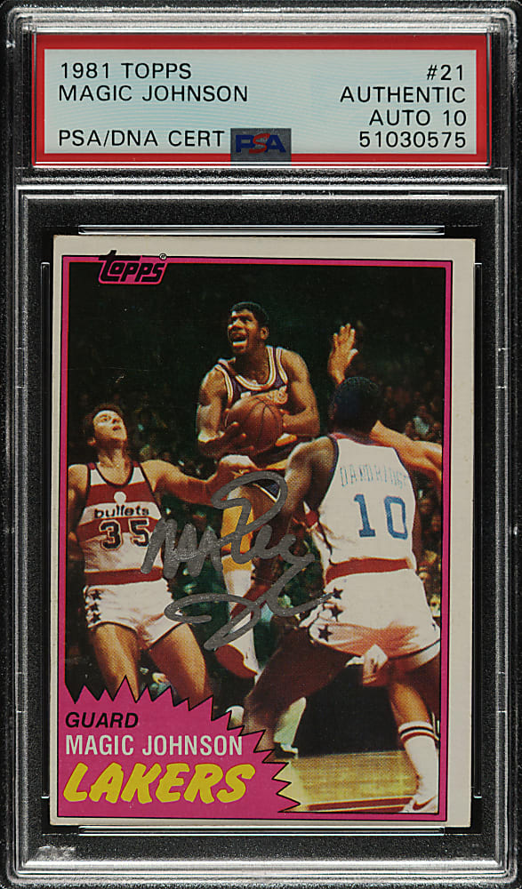 Signed 1981-1982 Topps Basketball #21 Magic Johnson PSA/DNA GEM MINT 10
