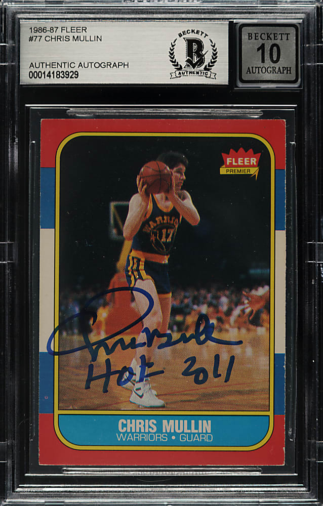 Signed 1986-1987 Fleer Basketball #77 Chris Mullin Rookie Beckett GEM MINT 10 Signature