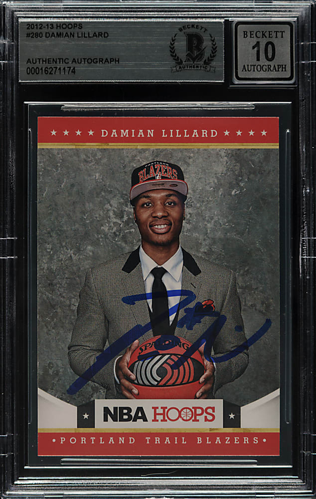 Signed 2012-2013 Panini Hoops Basketball #280 Damian Lillard Rookie Beckett GEM MINT 10 Signature