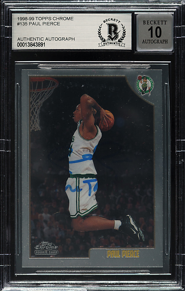 1998-1999 Topps Chrome Basketball #135 Paul Pierce Rookie Beckett GEM MINT 10 Signature