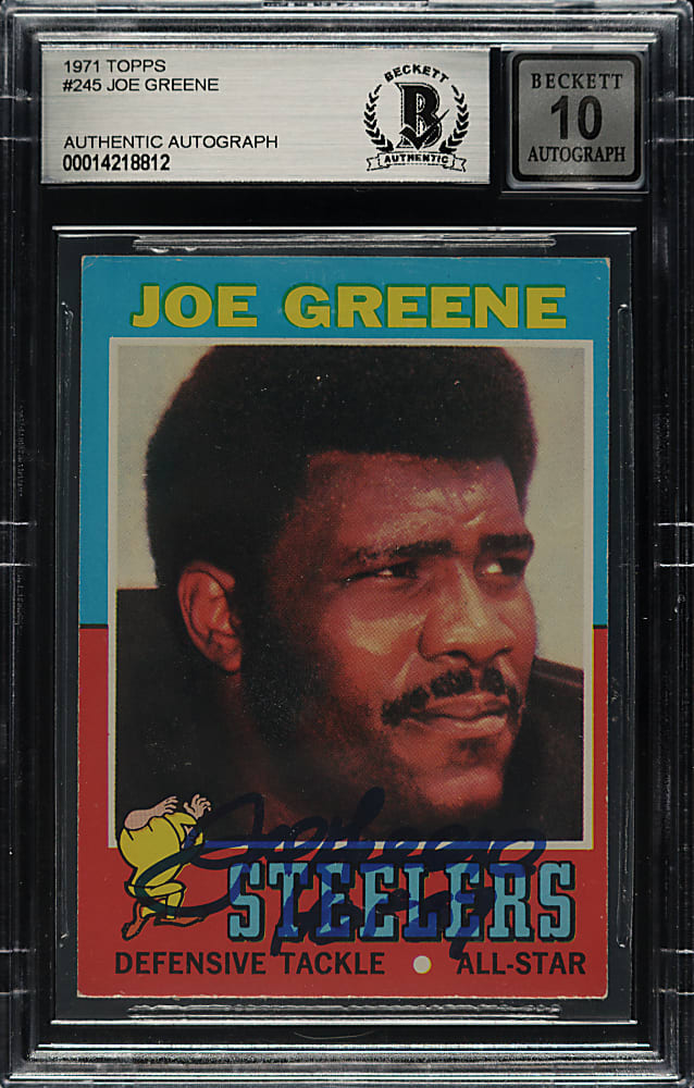Signed 1971 Topps Football #245 Joe Greene Rookie Beckett GEM MINT 10 Signature