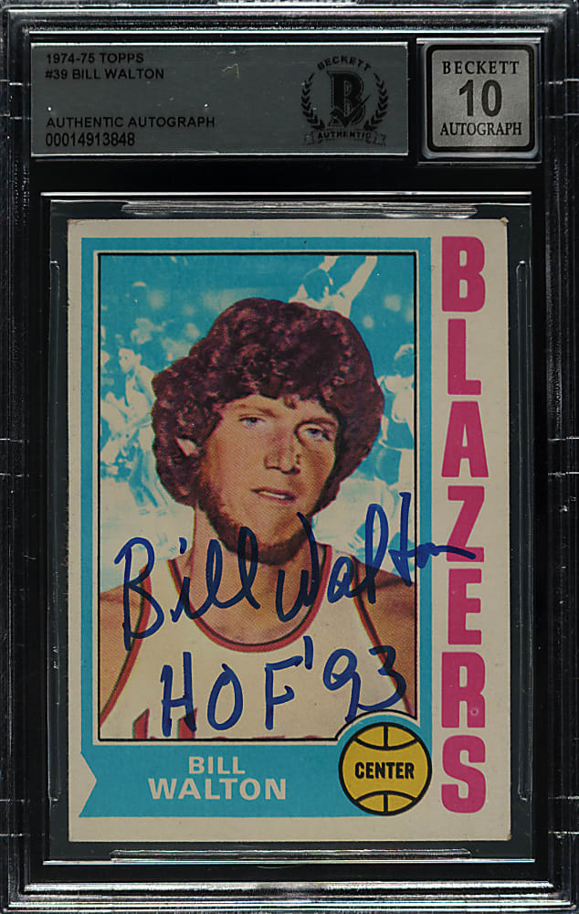 Signed 1974-1975 Topps Basketball #39 Bill Walton Rookie Beckett GEM MINT 10