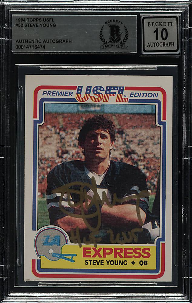 Signed 1984 Topps USFL Football #52 Steve Young Rookie Beckett GEM MINT 10