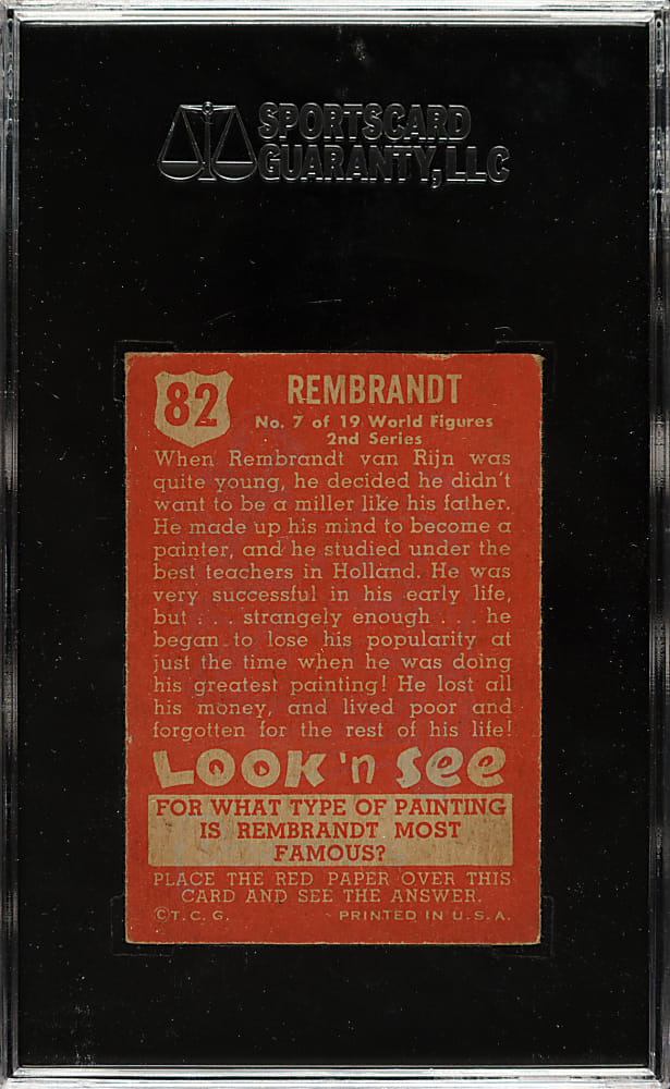 1952 Topps "Look 'n See" #82 Rembrand SGC VG/EX 50