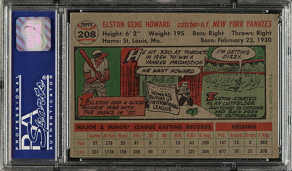 1956 Topps #208 Elston Howard PSA EX-MT 6