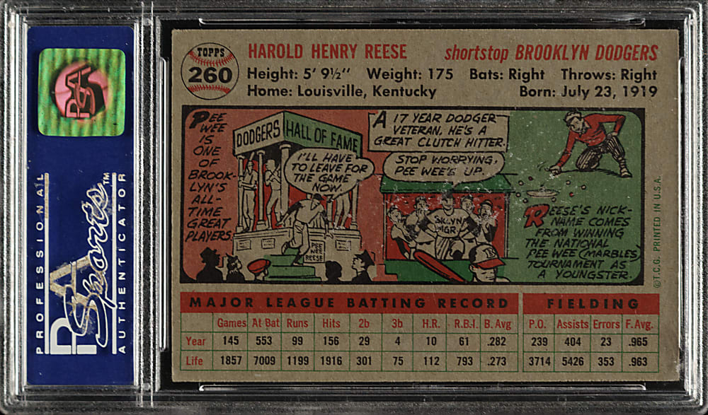 1956 Topps #260 Pee Wee Reese EX-MT 6