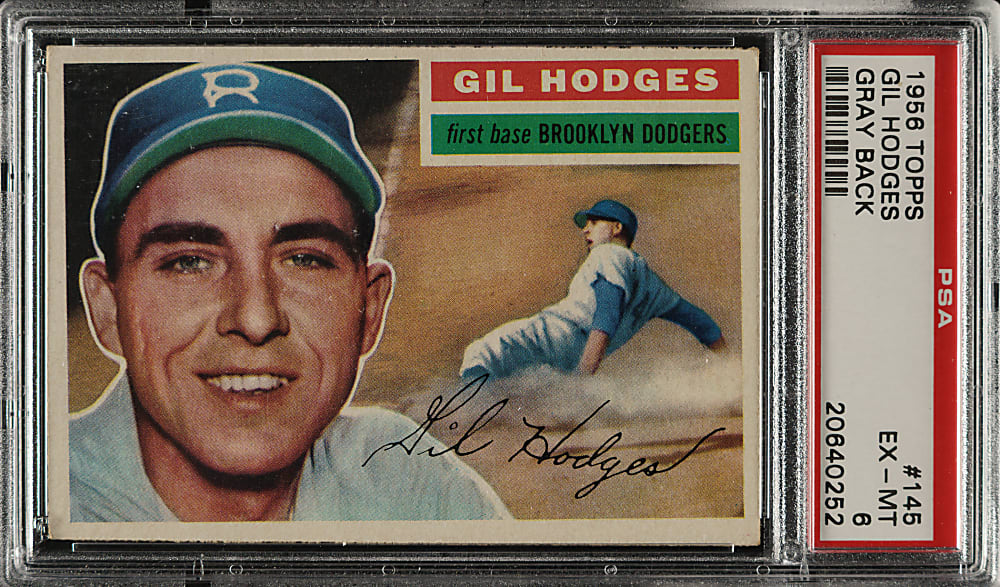 1956 Topps #145 Gil Hodges Gray Back PSA EX-MT 6