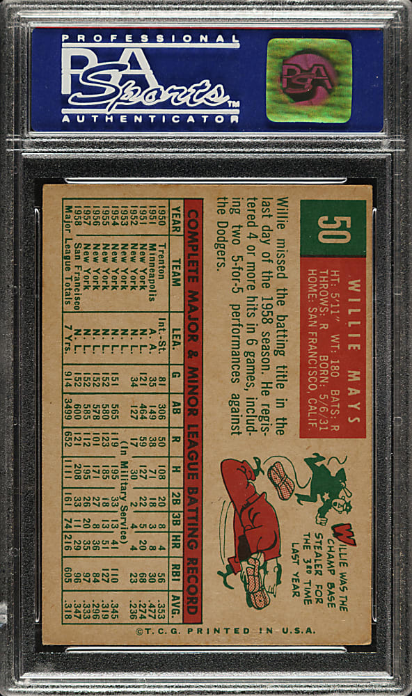 1959 Topps #50 Willie Mays PSA EX 5