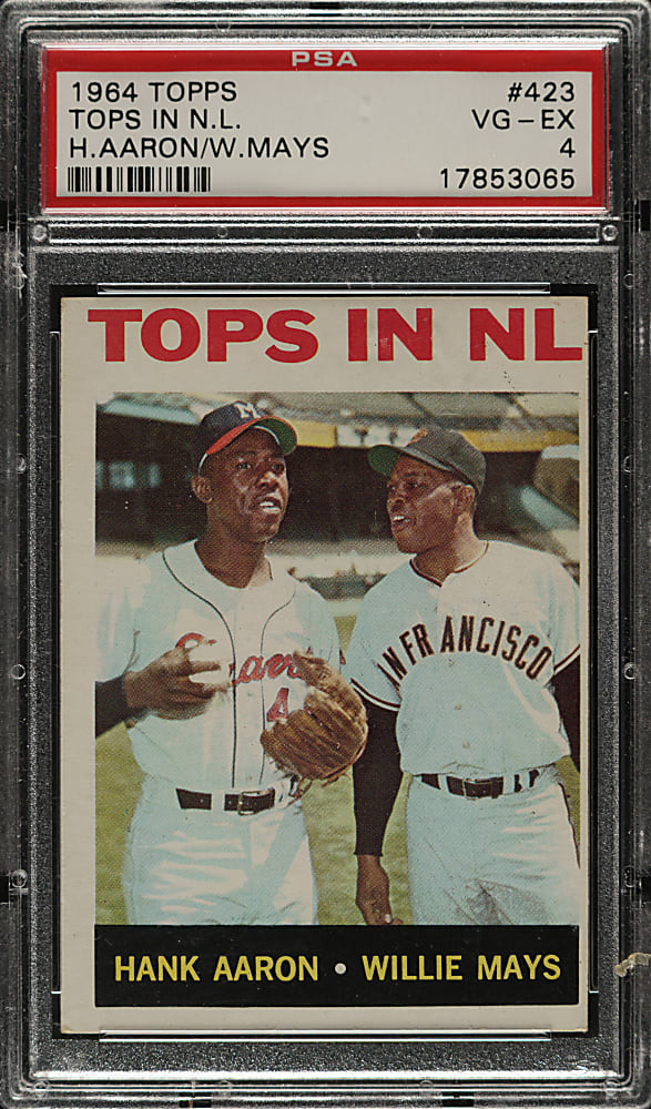 1964 Topps #423 Tops in NL with Hank Aaron and Willie Mays PSA VG-EX 4
