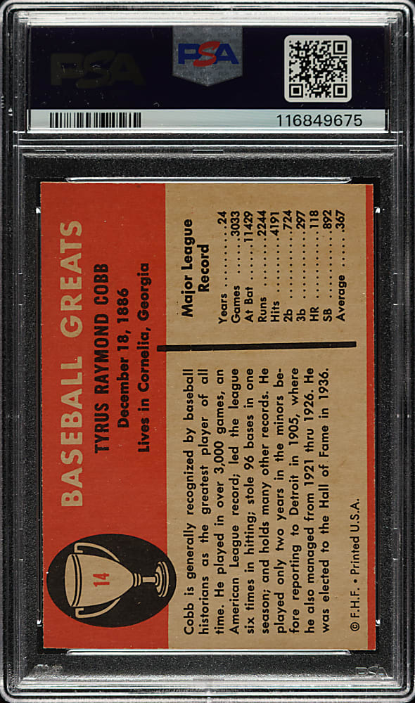1961 Fleer All-Time Greats #14 Ty Cobb PSA EX-MT 6