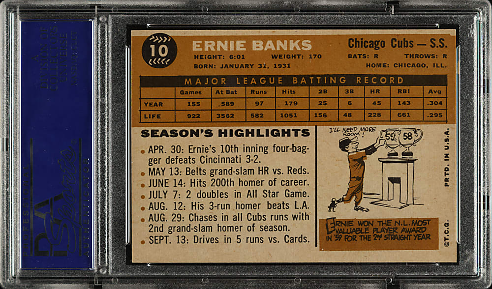 1960 Topps #10 Ernie Banks PSA EX-MT 6