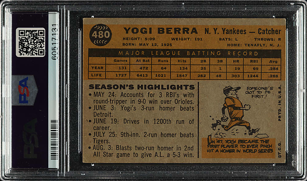 1960 Topps #480 Yogi Berra PSA EX 5