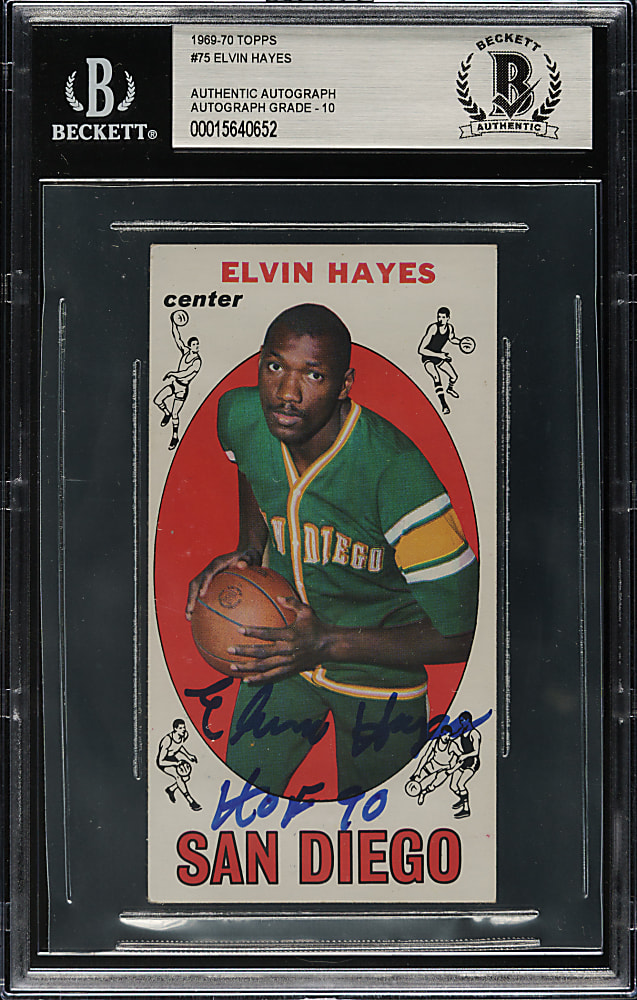 Signed 1969-1970 Topps Basketball #75 Elvin Hayes Rookie Beckett GEM MINT 10