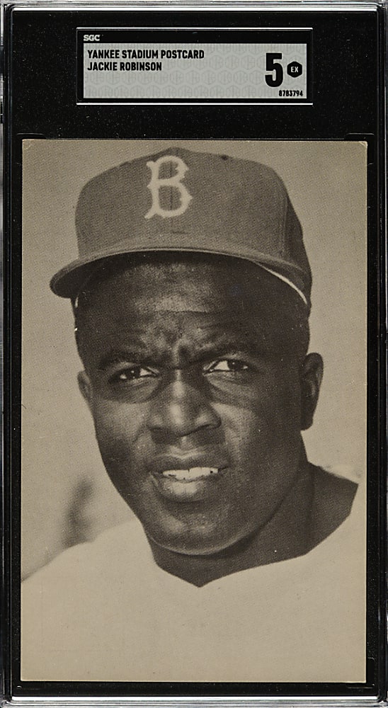 1950s Yankee Stadium Postcard Jackie Robinson SGC EX 5