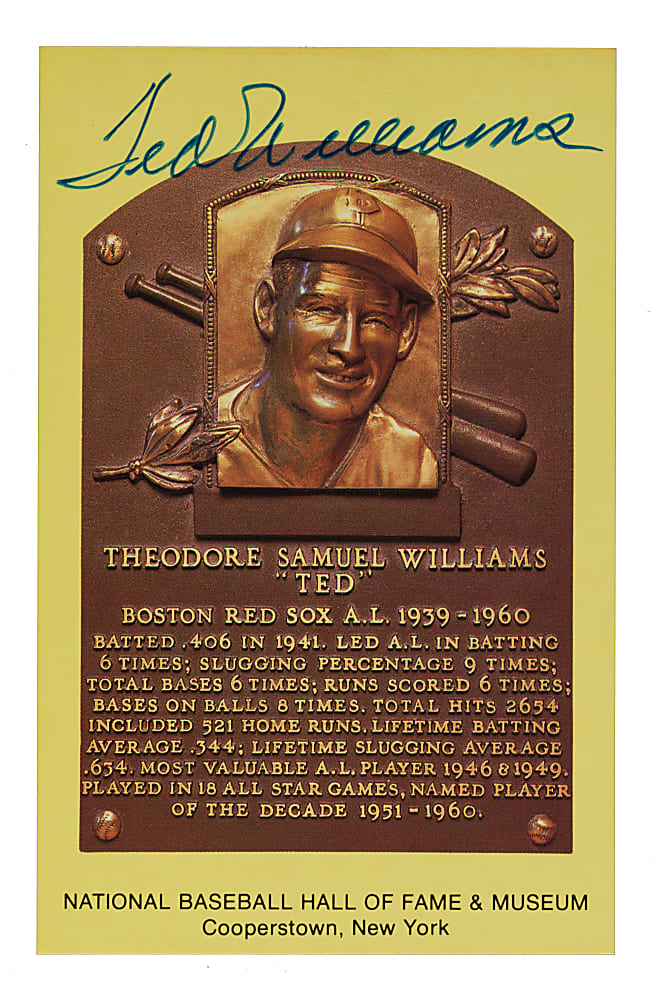 Ted Williams Signed Yellow Hall of Fame Postcard - JSA