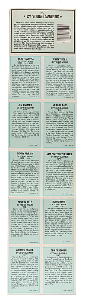 1985 TCMA Cy Young Award Winners Multi-Signed Uncut Sheet with Bob Gibson and Warren Spahn
