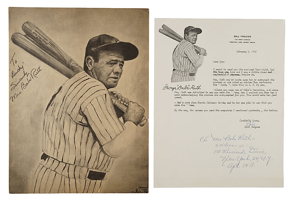 1968 Mrs. (Claire) Babe Ruth Signed Commemorative Print Inscribed to Joe "Ducky" Medwick
