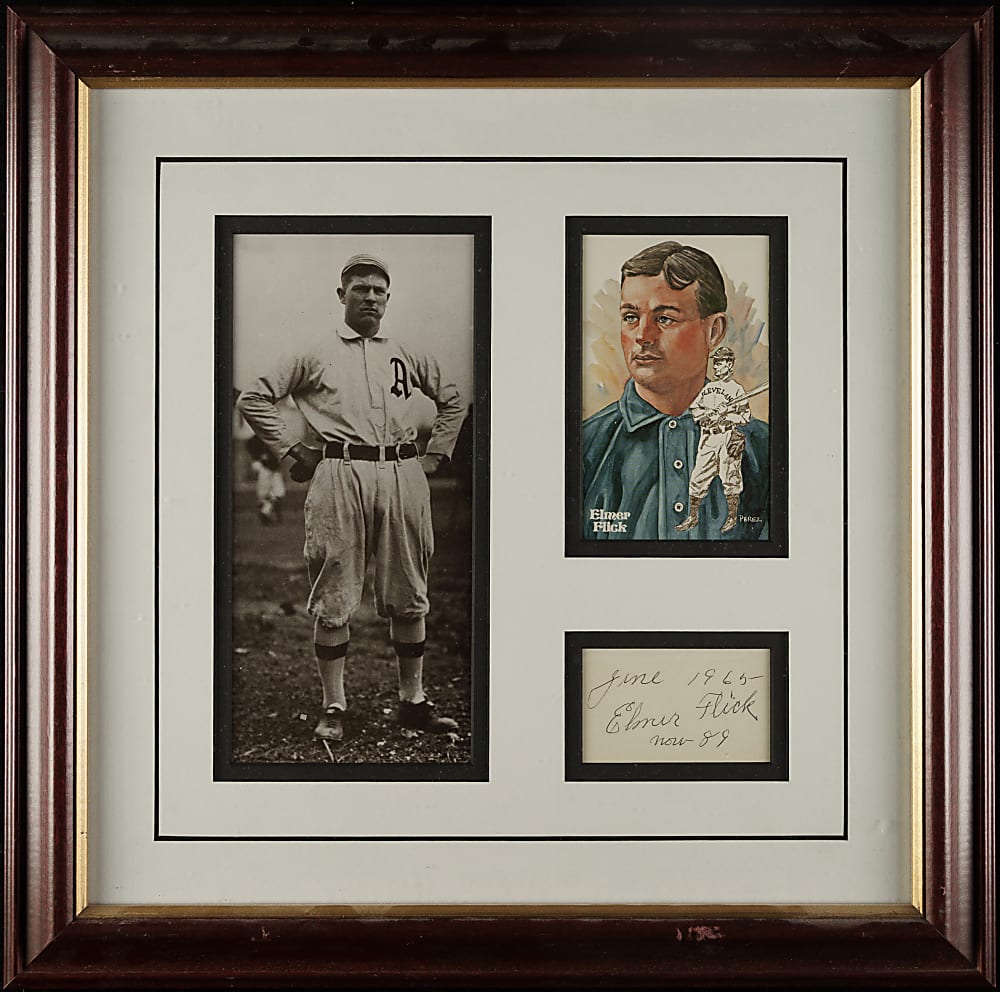 Elmer Flick Cut Signature in Framed Display