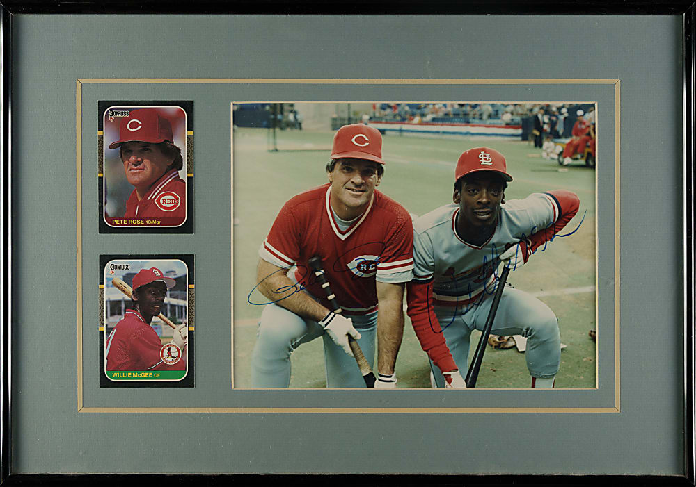 Willie McGee and Pete Rose Signed Photograph in Framed Display