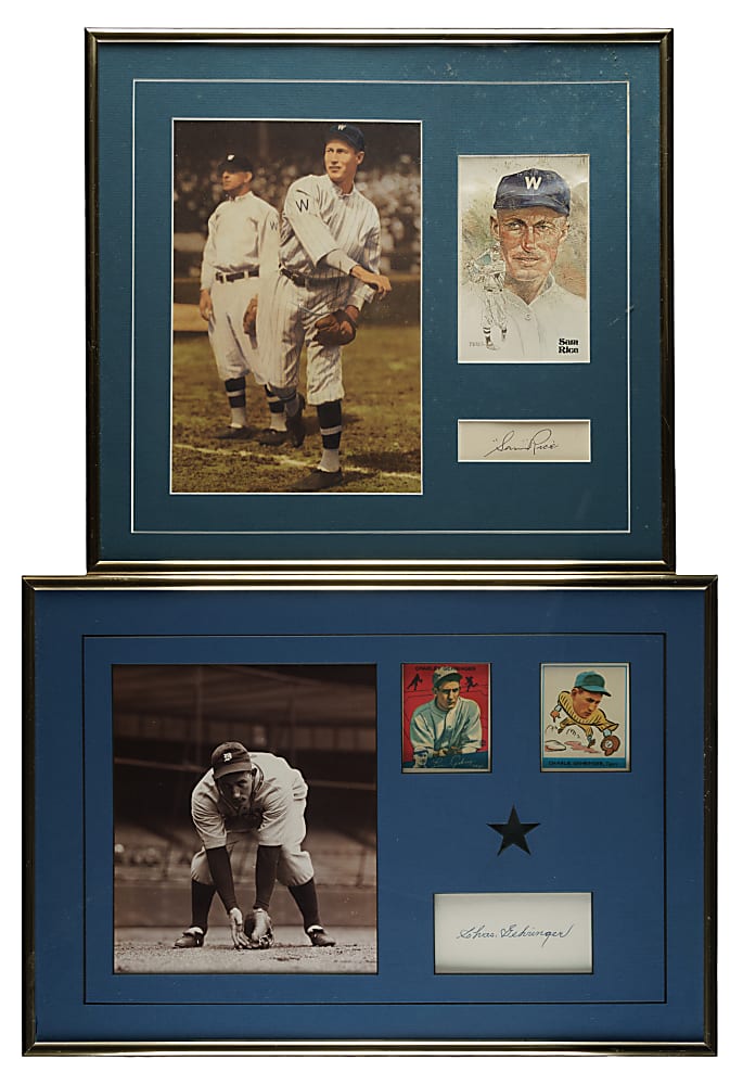 Charles Gehringer, Bill Terry and Sam Rice Cut Signature in Framed Display Trio