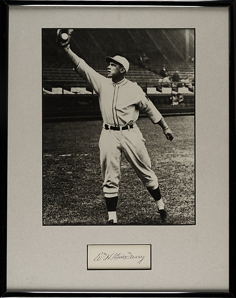 Charles Gehringer, Bill Terry and Sam Rice Cut Signature in Framed Display Trio