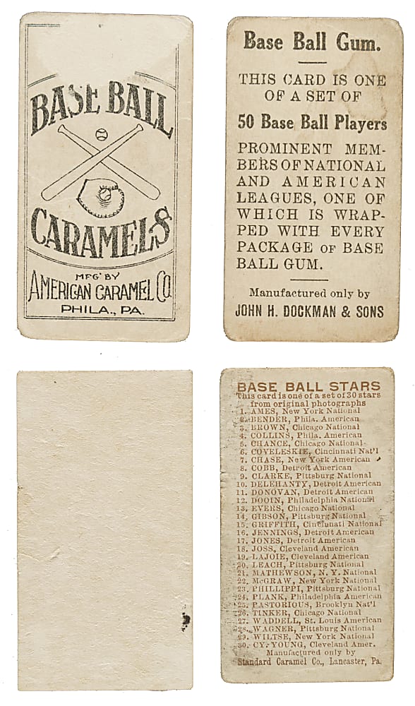 1909 to 1910 Caramel-Card Collection (13) Including Eddie Collins