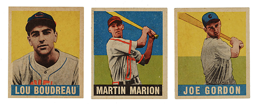 1948-1949 Leaf Trio: Lou Boudreau, Joe Gordon, and Martin Marion