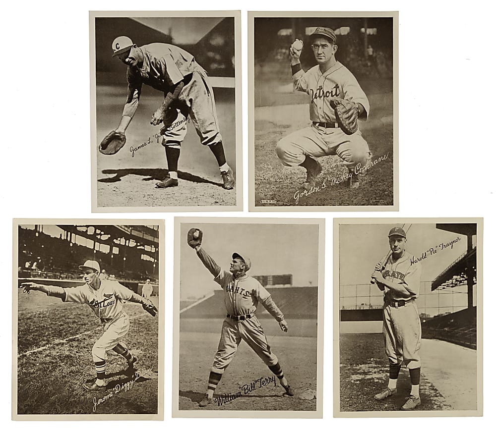 1936 R311 Glossy Finish Premiums Hall of Fame Collection (5) Including Terry, Traynor, Cochrane, and Dean