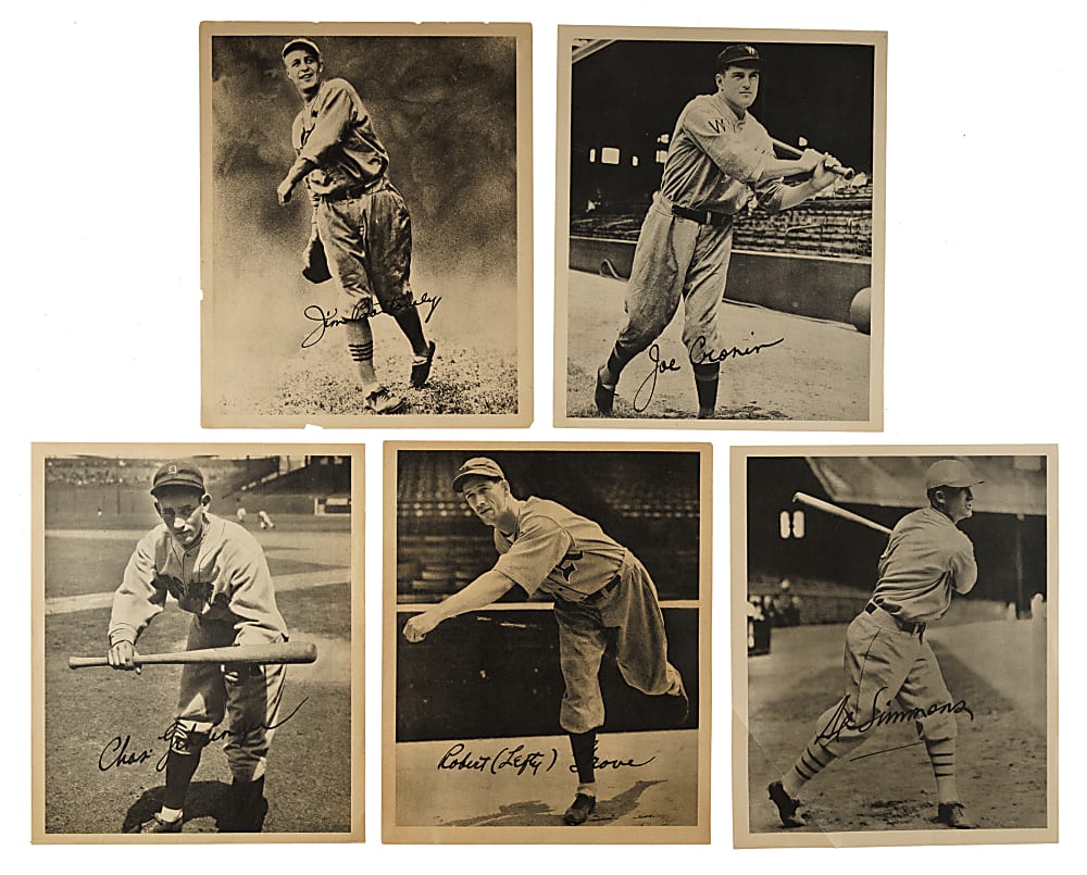 1934 R310 Butterfinger Premiums Hall of Fame Collection (5) Including Joe Cronin, Lefty Grove, and Al Simmons