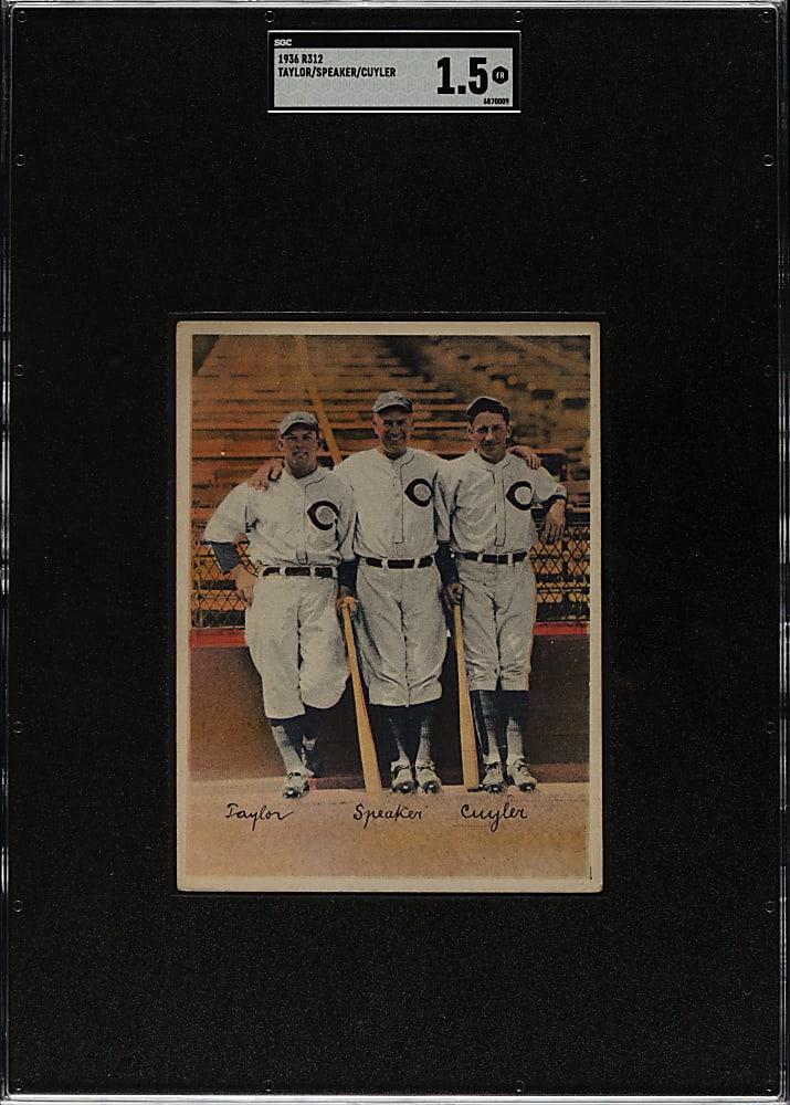 1936 R312 National Chicle Premium Danny Taylor/Tris Speaker/Kiki Cuyler SGC FAIR 1.5