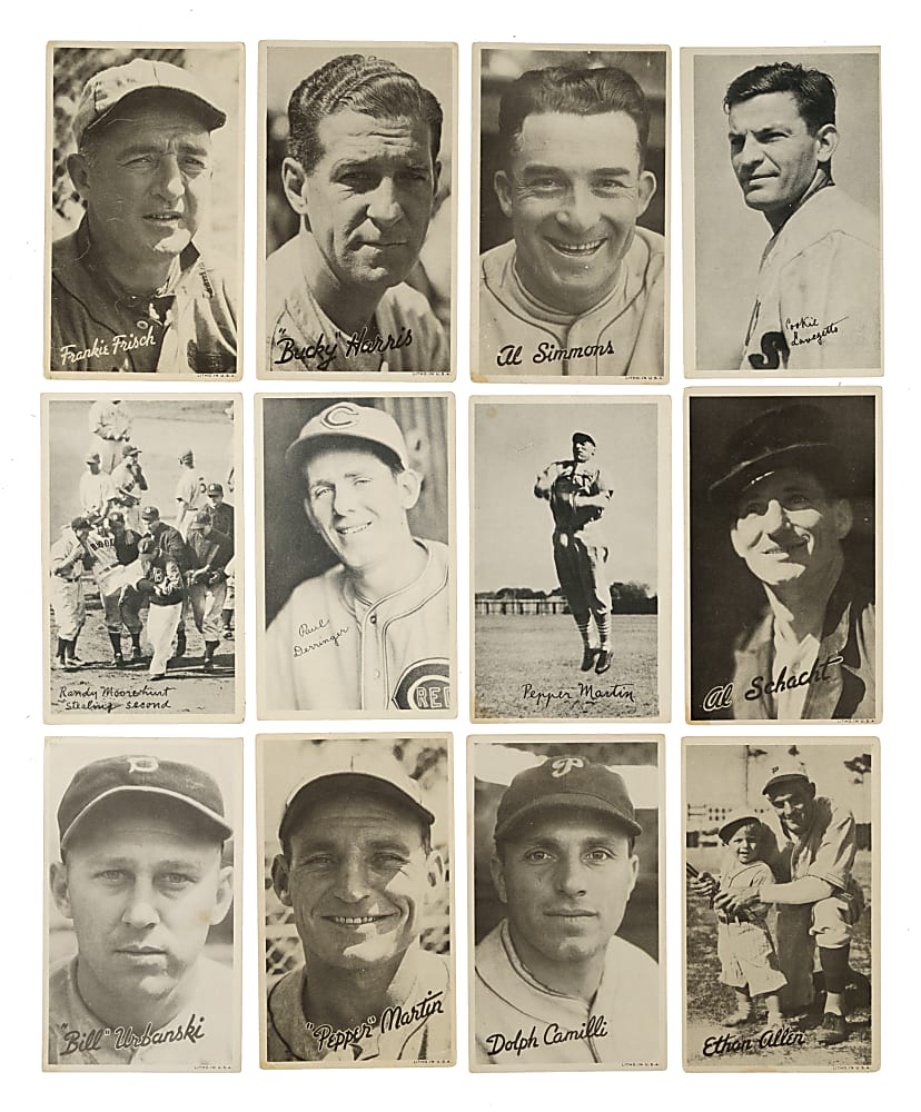 1936 R313 National Chicle "Fine Pen" and R314 Goudey "Wide Pen" Premiums Collection (16) Including Foxx, Frisch, Mack, and Harris