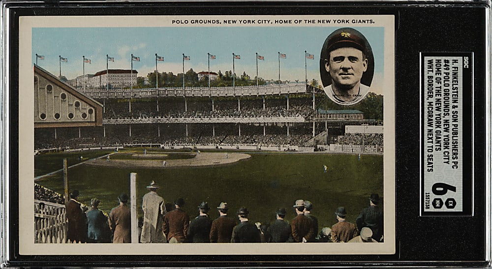 Circa 1910s Polo Grounds H. Finkelstein & Son Publishers Postcard with John McGraw SGC EX/NM 6