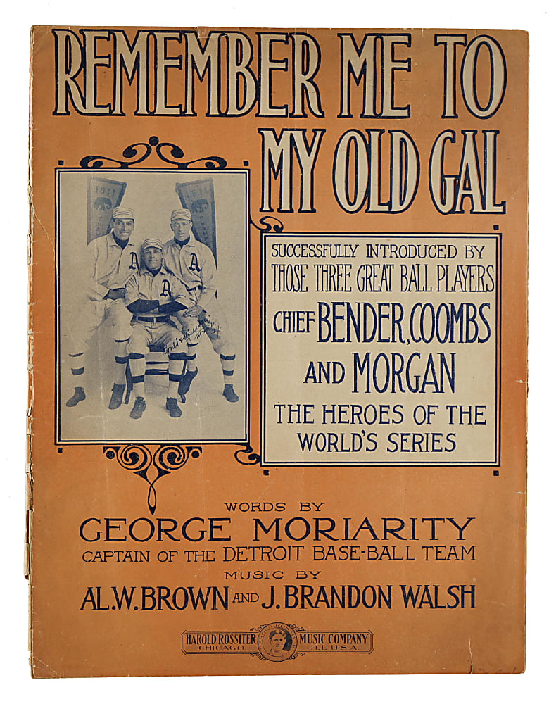 1912 "Remember Me To My Old Gal" Sheet Music with Chief Bender