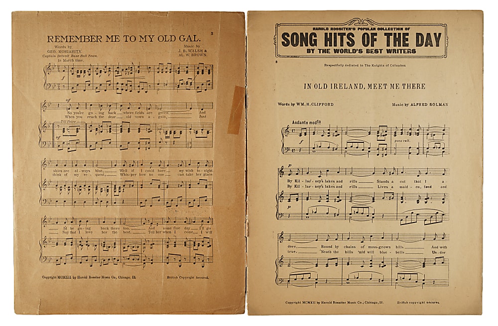 1912 "Remember Me To My Old Gal" Sheet Music with Chief Bender