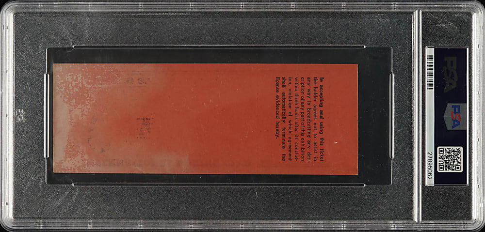 May 15th, 1953 Rocky Marciano vs. Joe Walcott Full Ticket PSA FAIR 1.5 - Rocky Marciano First Round Knockout