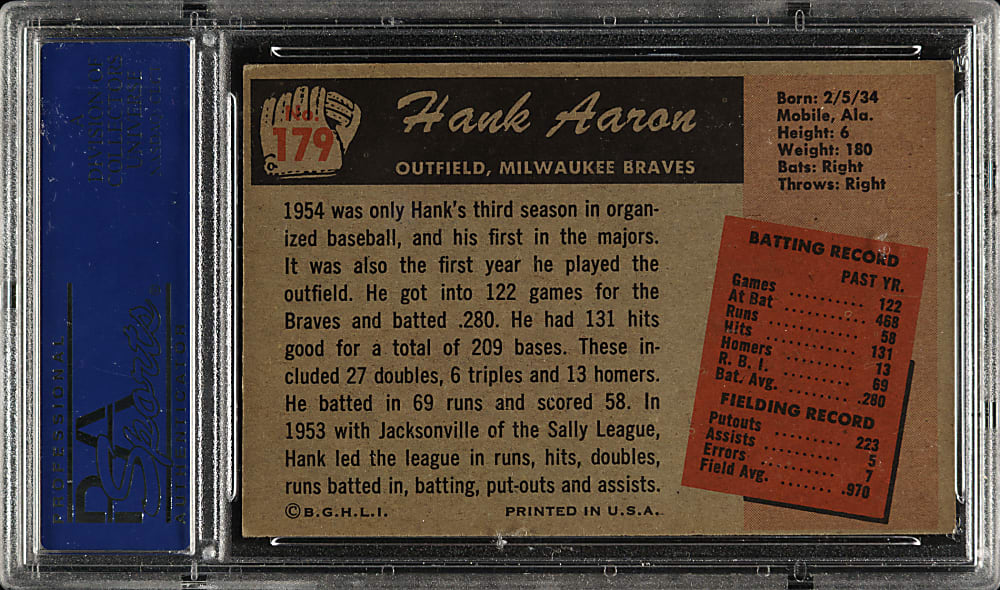 1955 Bowman #179 Hank Aaron EX-MT 6