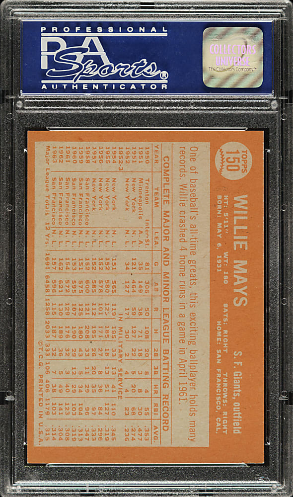 1964 Topps #150 Willie Mays PSA NM 7