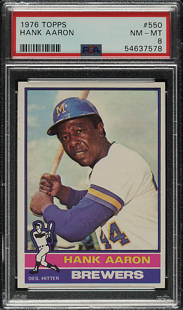 1976 Topps #550 Hank Aaron PSA NM-MT 8