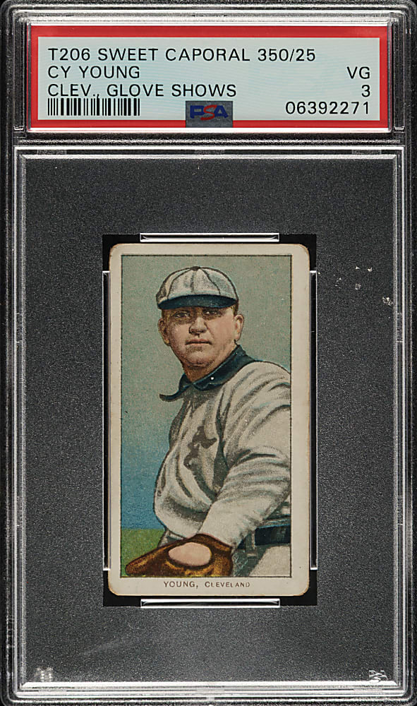 1909-1911 T206 White Border Cy Young Glove Shows PSA VG 3