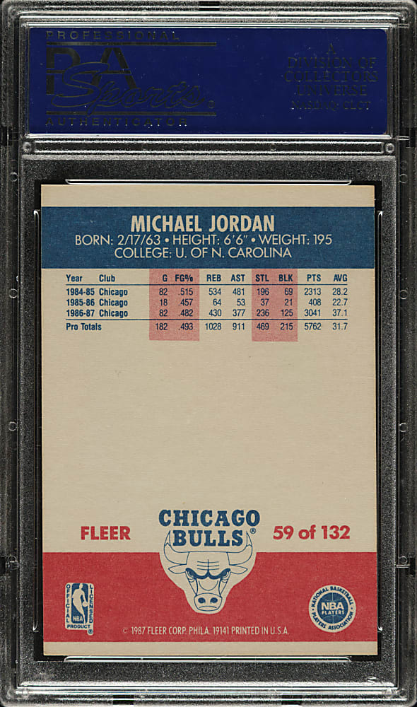 1987-1988 Fleer Basketball #59 Michael Jordan PSA NM-MT 8