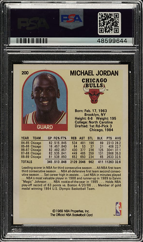 1989-1990 NBA Hoops Basketball #200 Michael Jordan PSA GEM MINT 10