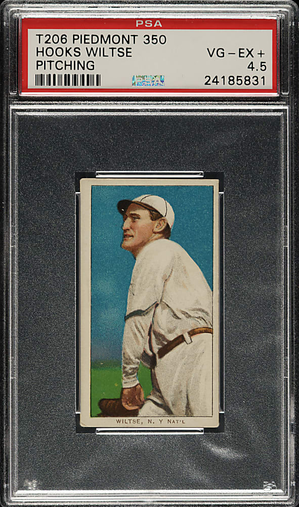 1909-1911 T206 White Border Hooks Wiltse Pitching PSA VG-EX+ 4.5