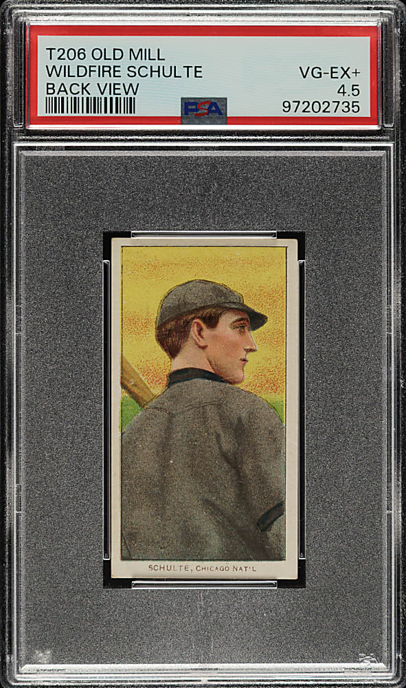 1909-1911 T206 White Border Wildfire Schulte Back View PSA VG-EX+ 4.5 - Old Mill Back